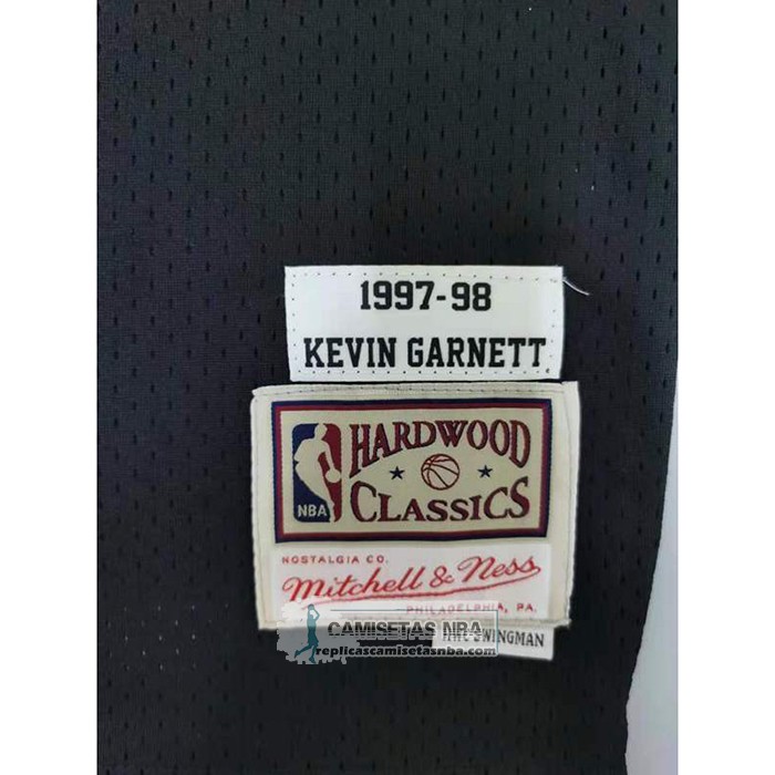 Camiseta Minnesota Timberwolves Kevin Garnett NO 21 Hardwood Classics Throwback Negro